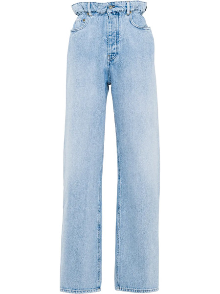  Miu Miu Vaqueros Rectos De Talle Alto - Azul 