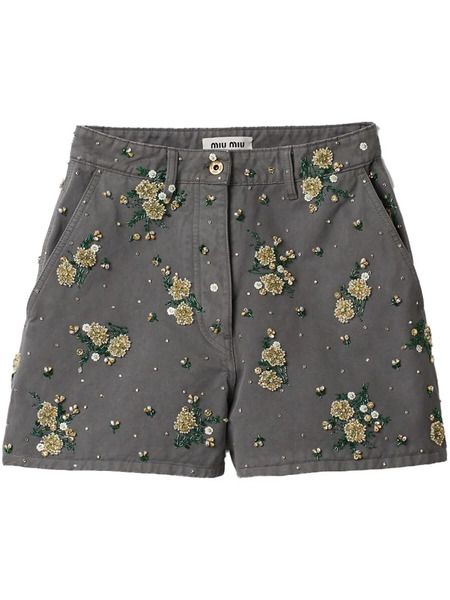  Miu Miu Vaqueros Rectos Plirm - Gris 