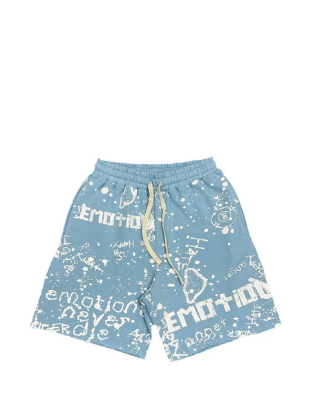  Mixed Emotion Graffiti-print Drawstring-fastening Track Shorts - Azul 