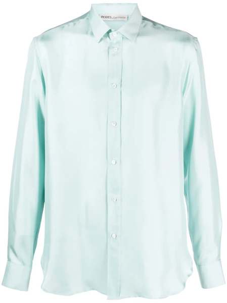  Modes Garments Camisa De Seda Con Botones - Azul 