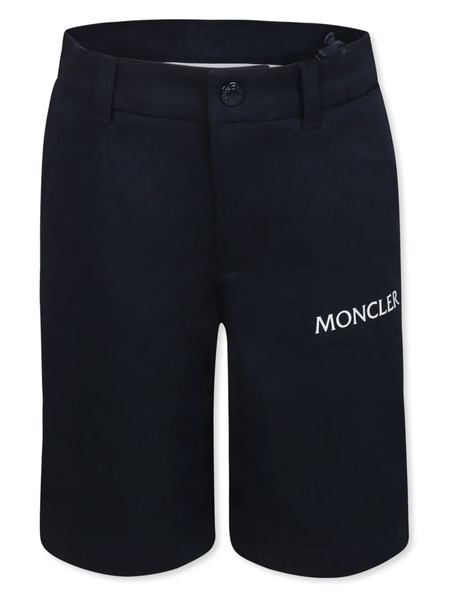  Moncler Enfant Bermudas Con Logo Estampado - Azul 
