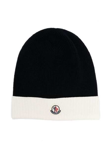  Moncler Enfant Gorro Con Parche Del Logo - Azul 