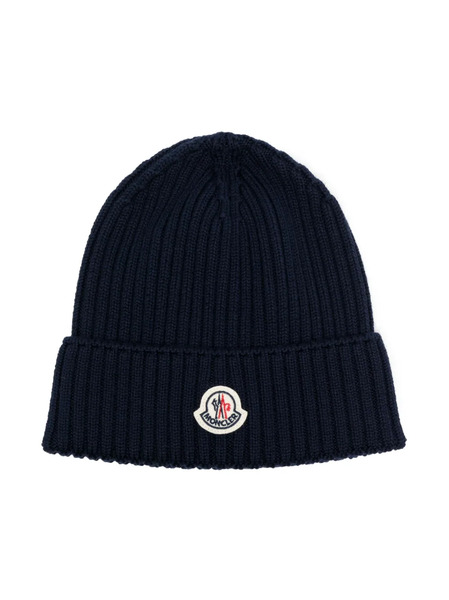  Moncler Enfant Gorro Con Parche Del Logo - Azul 