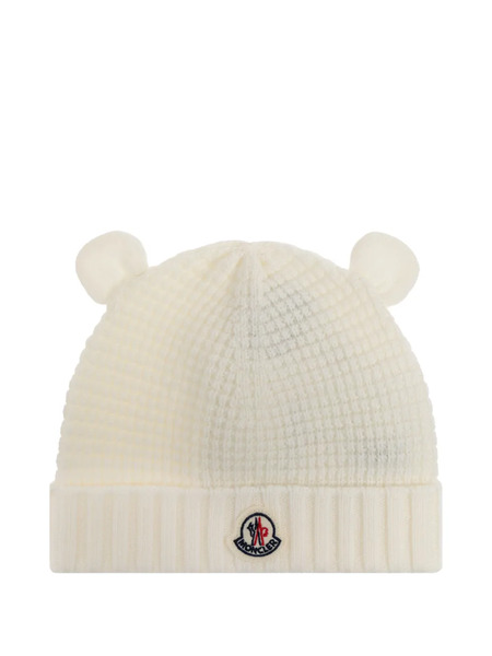  Moncler Enfant Gorro Con Parche Del Logo - Blanco 