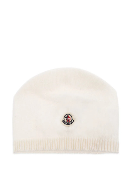  Moncler Enfant Gorro Con Parche Del Logo - Blanco 