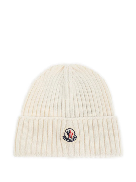  Moncler Enfant Gorro Con Parche Del Logo - Blanco 