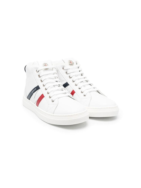  Moncler Enfant Zapatillas Altas A Rayas Diagonales - Blanco 
