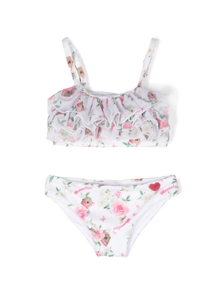  Monnalisa Bikini Con Estampado Floral - Blanco 