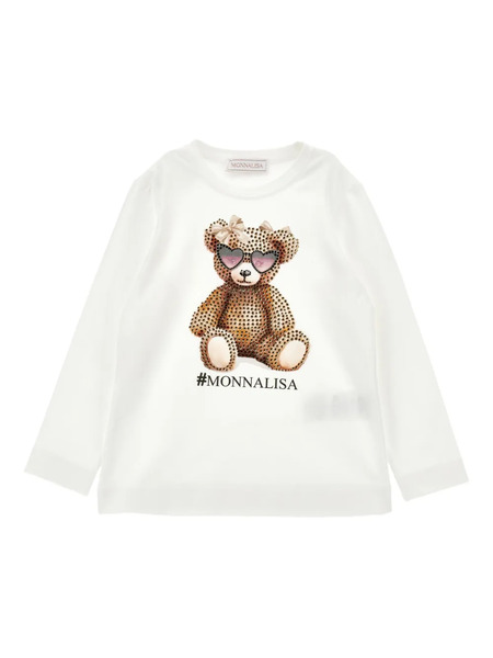  Monnalisa Camiseta Con Manga Larga Y Motivo Gráfico - Blanco 