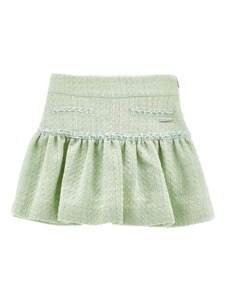  Monnalisa Falda De Tweed Con Volantes - Verde 