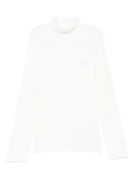  Monnalisa Sudadera Con Cuello Alto Y Apliques - Blanco 