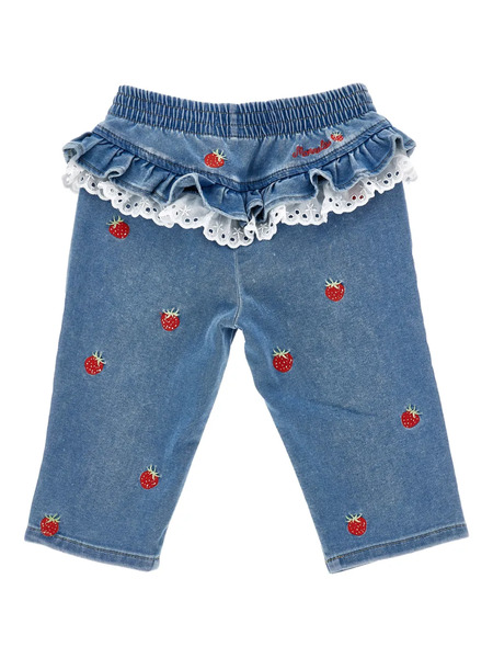  Monnalisa Vaqueros Con Fresas Bordadas - Azul 