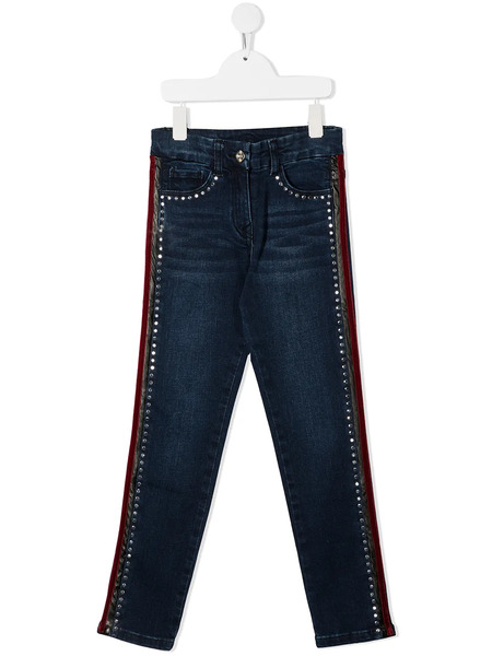  Monnalisa Vaqueros Pitillo Con Detalles De Strass - Azul 