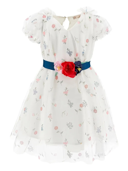  Monnalisa Vestido Con Estampado Floral - Blanco 