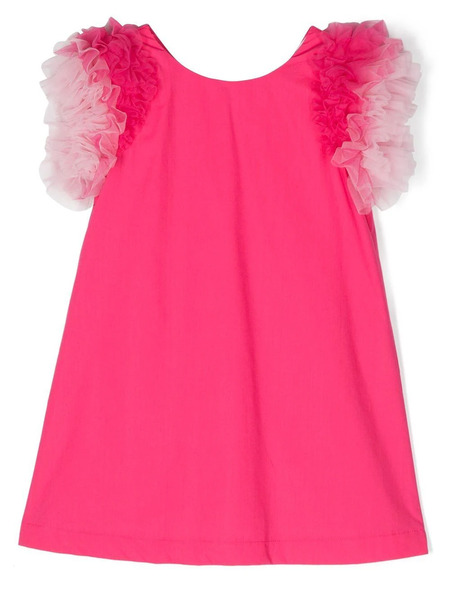  Monnalisa Vestido Con Manga De Tul - Rosa 