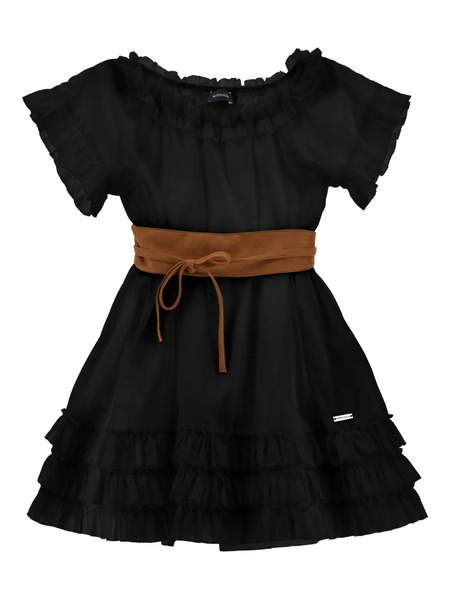 Monnalisa Vestido Con Volantes - Negro 