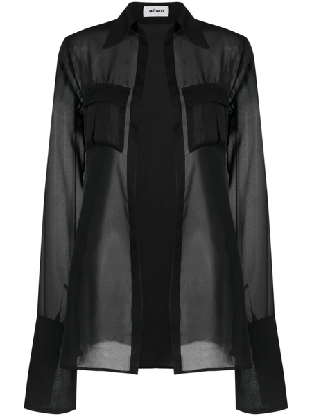 Mônot Camisa Semitranslúcida - Negro 