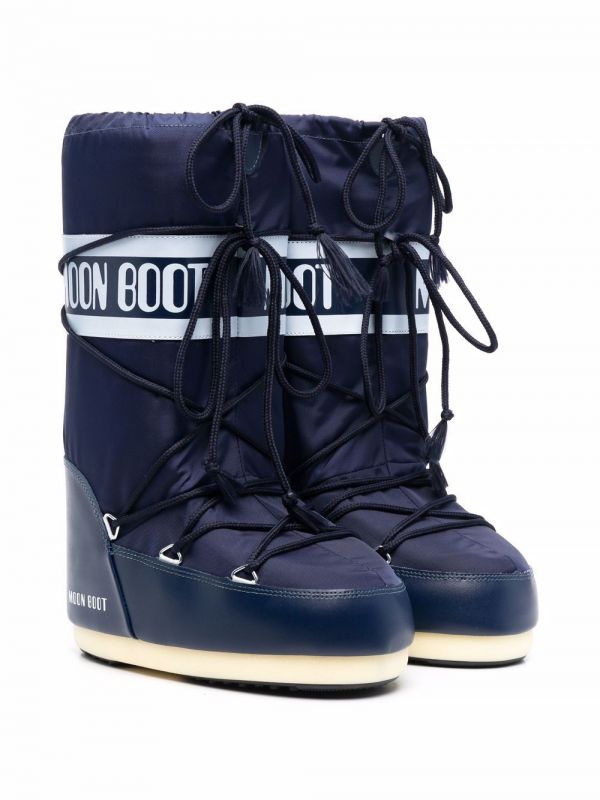  Moon Boot Kids Botas Con Logo Y Cordones - Azul 