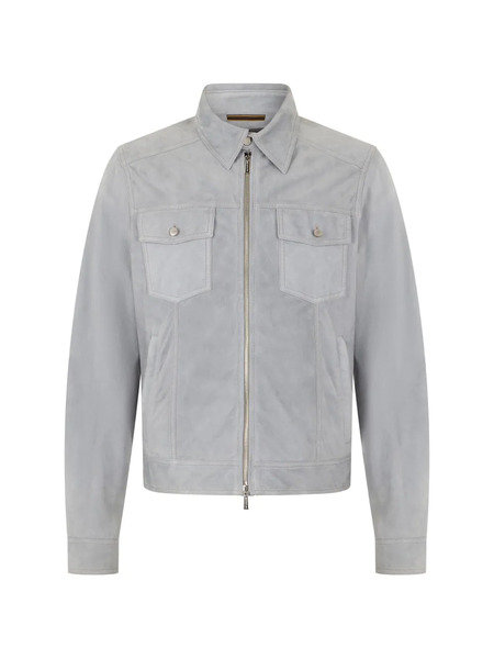  Moorer Chaqueta De Piel Con Cuello De Cremallera - Gris 