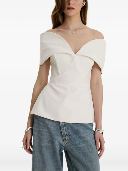  Moos Studio Top Denim Muse Con Hombros Descubiertos - Blanco 
