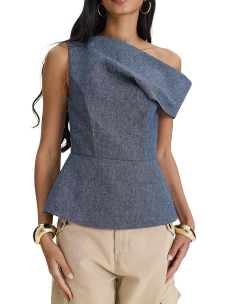  Moos Studio Top Edit Con Hombros Descubiertos - Azul 