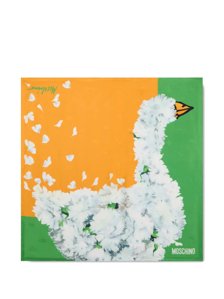  Moschino Fular Con Motivo Floral - Blanco 