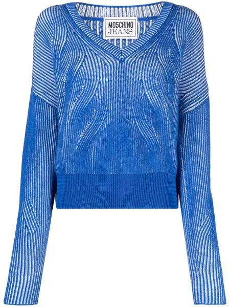  Moschino Jeans Jersey De Dos Tonos - Azul 