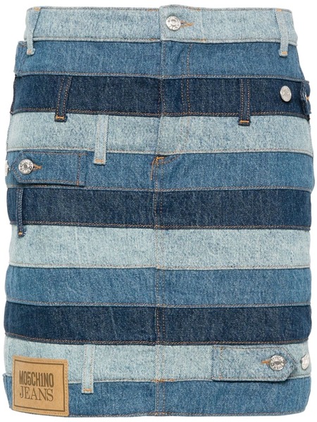  Moschino Jeans Minifalda Vaquera A Paneles - Azul 