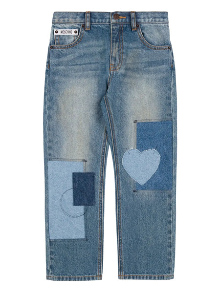  Moschino Kids Vaqueros Rectos Con Diseño Patchwork - Azul 