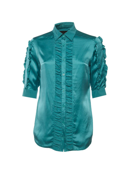  Moschino Pre-owned Ruffled Satin Shirt - Azul 