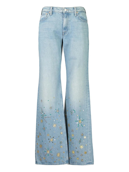  Mother The Bookie Heel Embellished Jeans - Azul 
