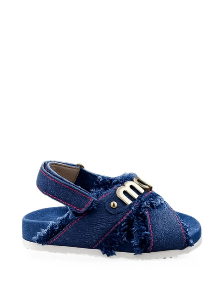  Mou Kids Frayed-edges Logo-plaque Sandals - Azul 