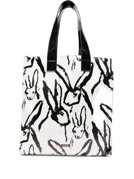  Msgm Bolso Shopper Con Conejo Estampado - Blanco 