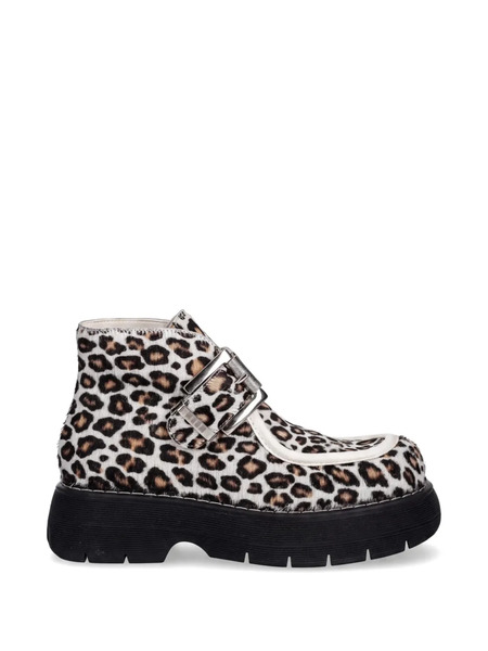 Msgm Botas Con Hebilla Y Estampado De Leopardo - Neutro 