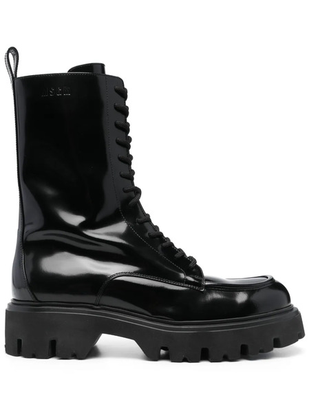  Msgm Botines Con Cordones - Negro 