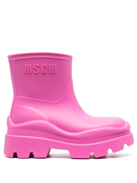  Msgm Botines De Lluvia Con Suela Dentada - Rosa 