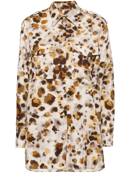  Msgm Camisa Con Estampado De Acuarela - Neutro 