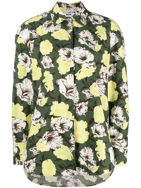  Msgm Camisa Con Motivo Floral - Verde 