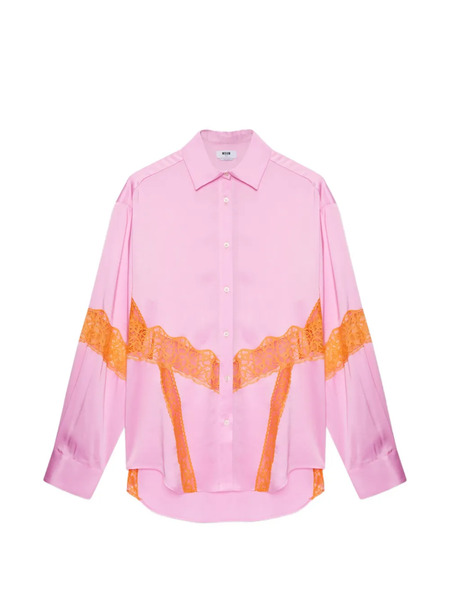  Msgm Camisa Con Panel De Encaje - Rosa 