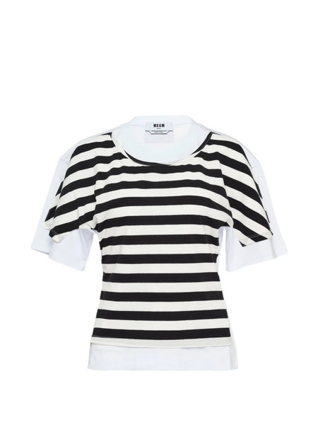 Msgm Camisa De Rayas A Capas - Blanco 