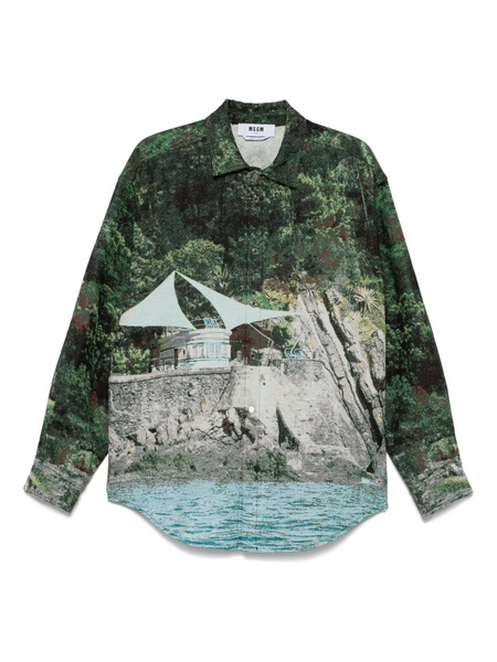  Msgm Camisa Estampada - Verde 