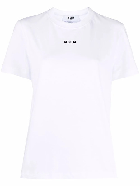  Msgm Camiseta De Algodón Con Logo Estampado - Blanco 