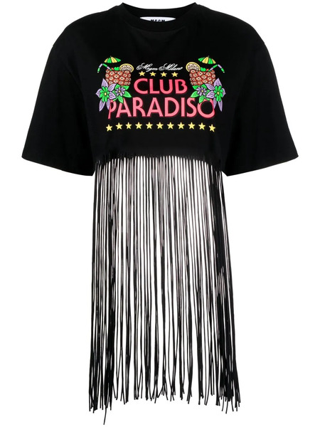  Msgm Camiseta Deshilachada Con Estampado Gráfico - Negro 