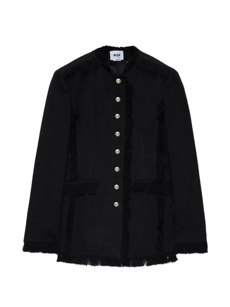  Msgm Chaqueta Con Botones Y Flecos - Negro 