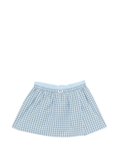  Msgm Falda Corta A Cuadros - Azul 