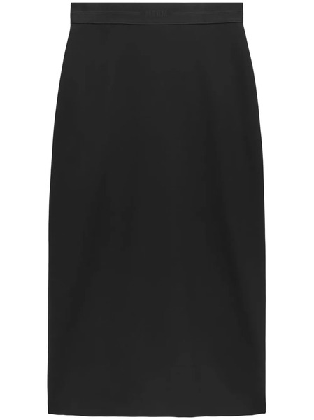  Msgm Falda Larga Con Logo Estampado - Negro 