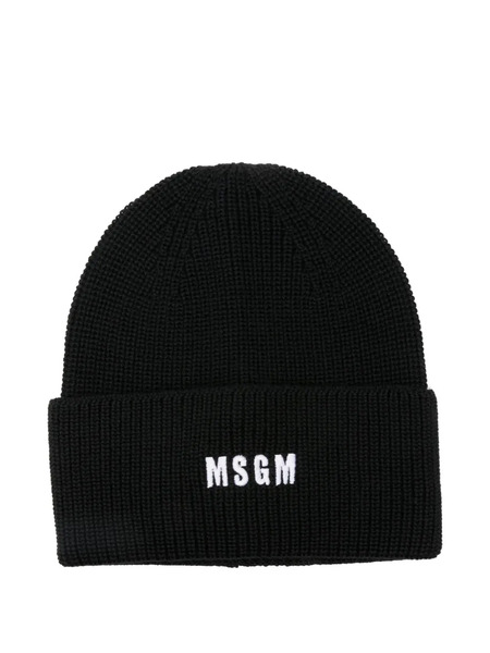  Msgm Gorro Con Logo Bordado - Negro 