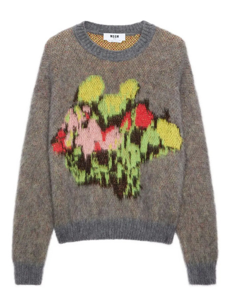  Msgm Jersey Con Detalle Floral - Gris 