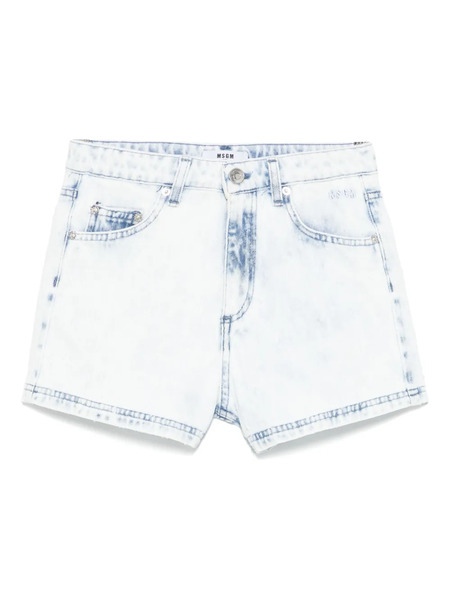  Msgm Kids Bermudas Con Efecto Envejecido - Azul 