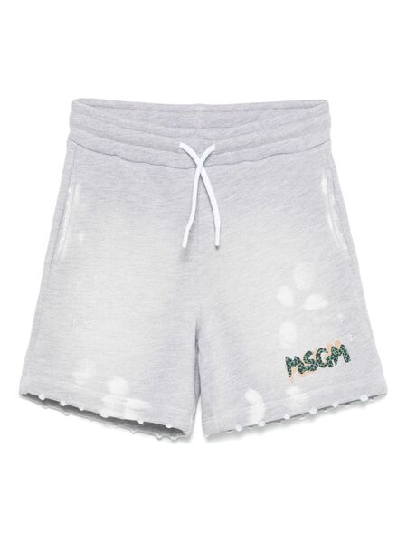  Msgm Kids Bermudas Con Efecto Envejecido - Gris 